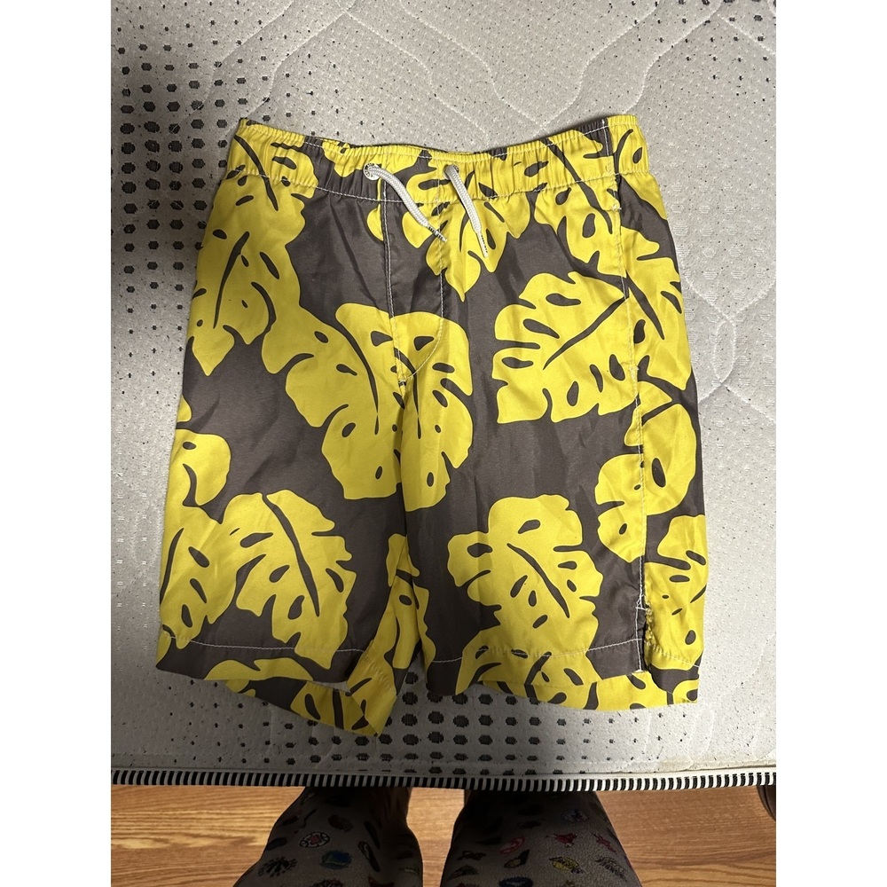 Yellow floral Boys Swim Trunks
